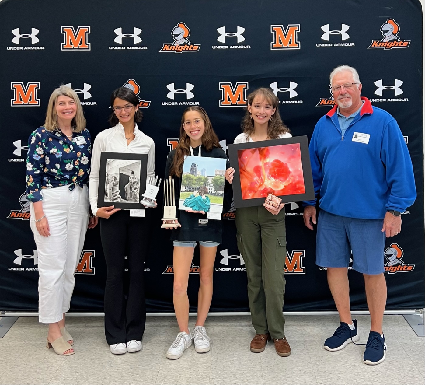 Middletown High School art student awards for their art displayed on Main Street