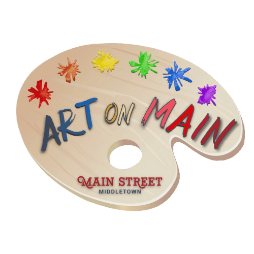 Art on Main Street Middletown Logo featuring colorful art palette